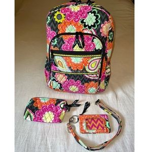 Plus Size Vera Bradley Campus Backpack with Accessories in Ziggy Zenia Print